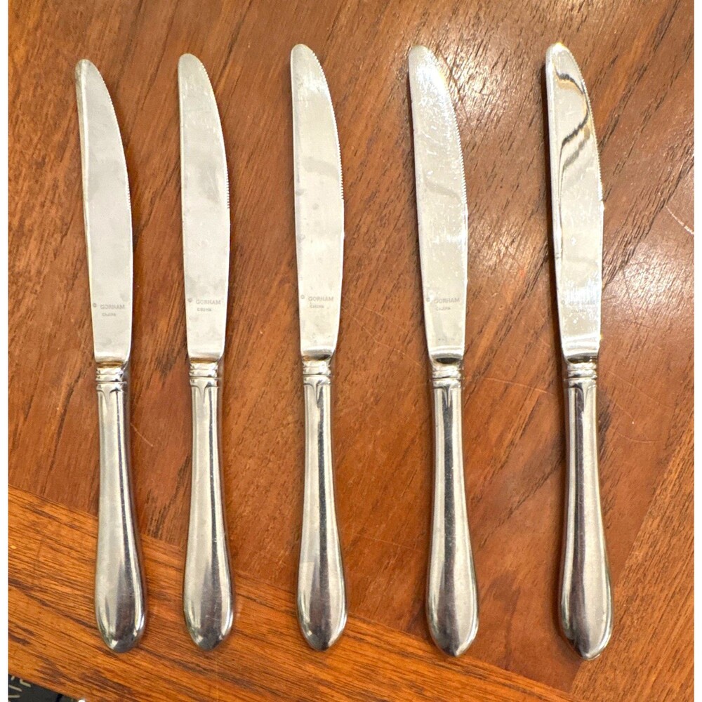 Gorham STUDIO Flatware Set of 5 Dinner Knives Stainless Steel Silver